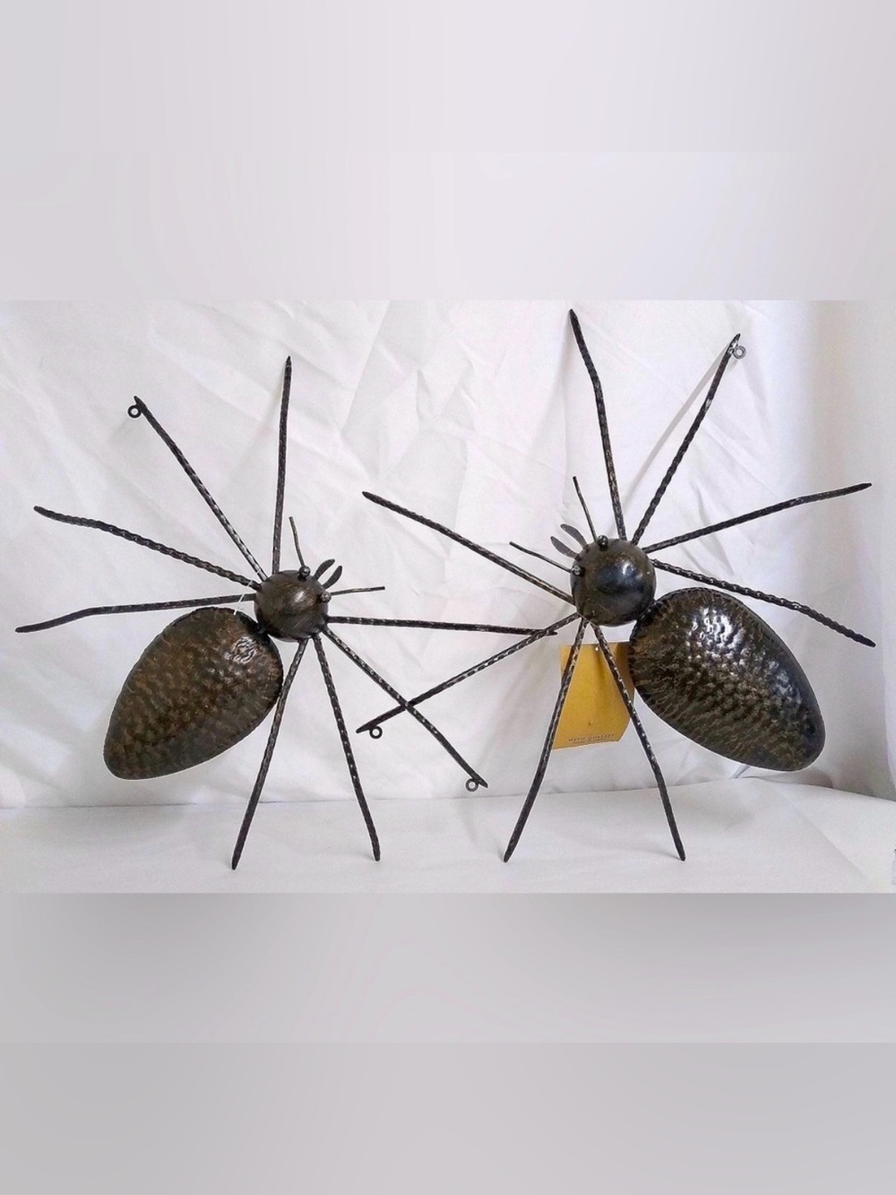 NWT Zaer Limited Two Large Brass Metal Halloween Spider Wall Decor Out/Indoor